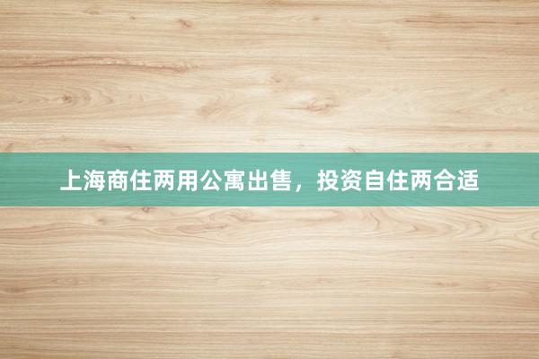 上海商住两用公寓出售，投资自住两合适